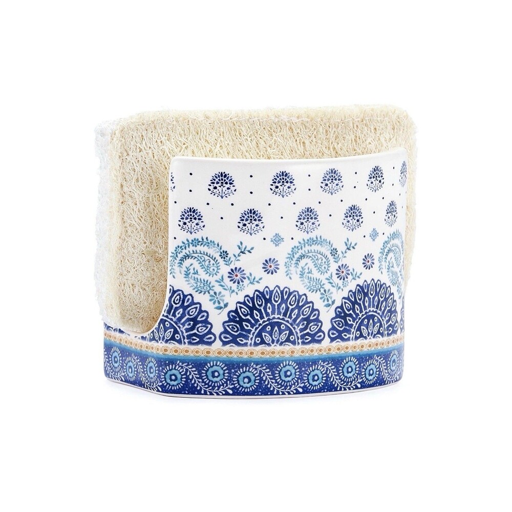 Bico Blue Talavera Ceramic Sponge Holder Kitchen Sink Caddy Self Draining